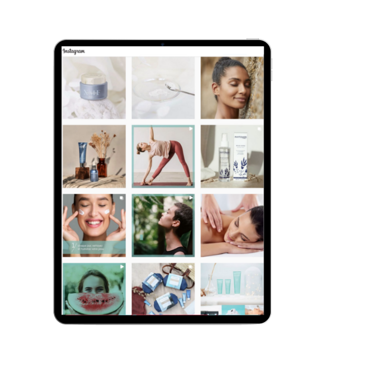 tablette affichant un mur de publication instagram